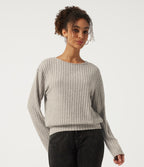 Long Sleeve Tie Back Lounging Top — Warm Grey Floral Velvet — view 3