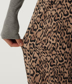 Leopard Print Mid Rise Drawstring Straight Leg Casual Trousers with Pockets — Tan Leopard — view 6