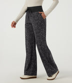 Leopard Print Mid Rise Drawstring Straight Leg Casual Trousers with Pockets — Shadow Leopard — view 8