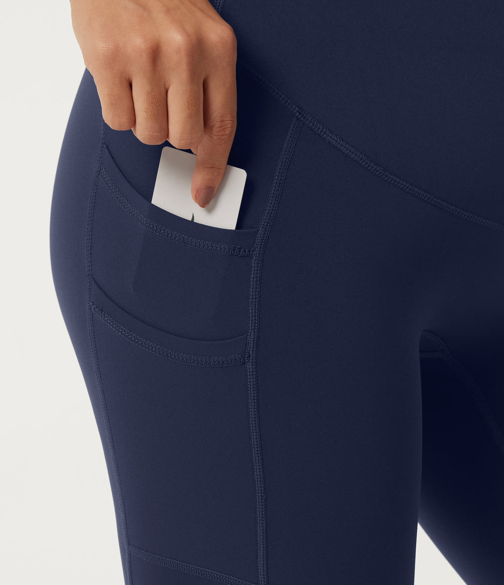 High Waisted Skinny Yoga Maternity Leggings with Pockets — Peacoat — view 6