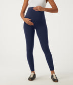High Waisted Skinny Yoga Maternity Leggings with Pockets — Peacoat — view 3