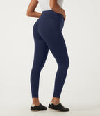 High Waisted Skinny Yoga Maternity Leggings with Pockets — Peacoat — view 2