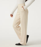 High Waisted Straight Leg Work Trousers with Pockets — Oat Milk — view 1