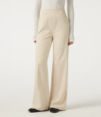 High Waisted Straight Leg Work Trousers with Pockets — Oat Milk — view 3