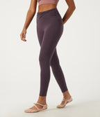 High Waisted Ruched Yoga Leggings with Pockets — Dusky Evening purple — view 1