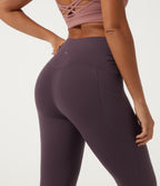 High Waisted Ruched Yoga Leggings with Pockets — Dusky Evening purple — view 5