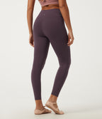 High Waisted Ruched Yoga Leggings with Pockets — Dusky Evening purple — view 2
