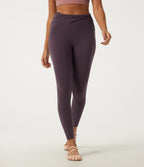 High Waisted Ruched Yoga Leggings with Pockets — Dusky Evening purple — view 3
