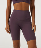 High Waisted Tummy Control Skinny Quick Dry Yoga Bikers 9" with Pockets — Dusky Evening purple — view 5