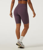 High Waisted Tummy Control Skinny Quick Dry Yoga Bikers 9" with Pockets — Dusky Evening purple — view 2