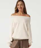 Long Sleeve Pullover Casual Sweatshirt — Marshmallow — view 1