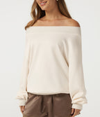 Long Sleeve Pullover Casual Sweatshirt — Marshmallow — view 5