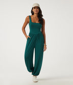 Square Neck Sleeveless Casual Jumpsuit with Pockets - Edition — June Bug — view 8