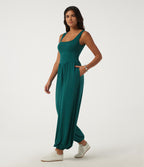 Square Neck Sleeveless Casual Jumpsuit with Pockets - Edition — June Bug — view 3