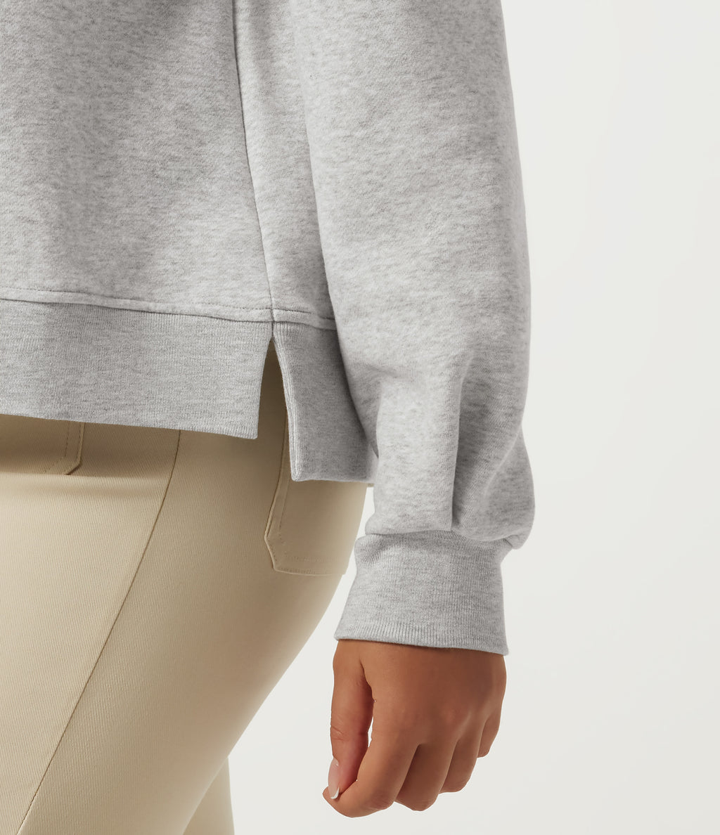 Round Neck Long Sleeve Fleece Casual Cotton Sweatshirt — Moonstone Grey — view 5