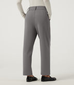 High Waisted Tapered Fleece Work Trousers with Pockets — Silent Storm — view 2