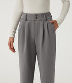 High Waisted Tapered Fleece Work Trousers with Pockets — Silent Storm — view 4
