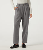 High Waisted Tapered Fleece Work Trousers with Pockets — Silent Storm — view 3