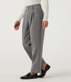 High Waisted Tapered Fleece Work Trousers with Pockets — Silent Storm — view 1