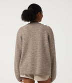 V Neck Long Sleeve Casual Cardigan with Pockets — Greige — view 2