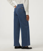 High Waisted Wide Leg Casual Jeans with Pockets — Estate Blue Denim — view 2
