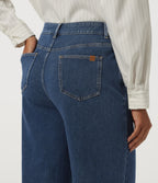 High Waisted Wide Leg Casual Jeans with Pockets — Estate Blue Denim — view 5
