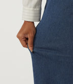 High Waisted Wide Leg Casual Jeans with Pockets — Estate Blue Denim — view 6