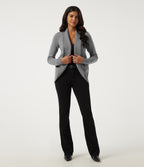 Lapel Collar Long Sleeve Work Cardigan with Thumbholes — Brushed Nickel — view 5