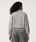 Mock Neck Long Sleeve Casual Sweatshirt — Fog Gray — view 2