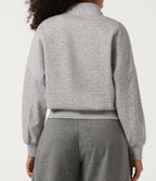 Mock Neck Long Sleeve Casual Sweatshirt — Fog Gray — view 6