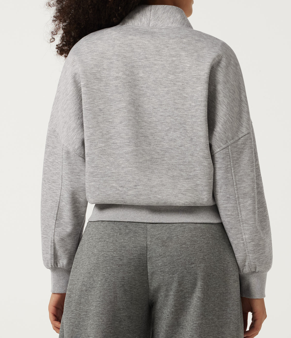 Mock Neck Long Sleeve Casual Sweatshirt — Fog Gray — view 6