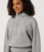 Mock Neck Long Sleeve Casual Sweatshirt — Fog Gray — view 5