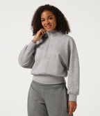 Mock Neck Long Sleeve Casual Sweatshirt — Fog Gray — view 4