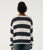 Round Neck Long Sleeve Stripe Casual Jumper — Nautical Sea Stripe — view 2