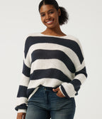 Round Neck Long Sleeve Stripe Casual Jumper — Nautical Sea Stripe — view 4