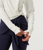 InstantCool Long Sleeve Yoga Sports Top with Thumbholes-UPF50+ — White — view 6