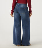 Low Rise Wide Leg Casual Jeans with Pockets — Zenith Blue — view 2