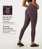 Quick Dry High Waisted Tummy Control Yoga Leggings with Pockets — Dusky Evening purple — view 1