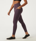 Quick Dry High Waisted Tummy Control Yoga Leggings with Pockets — Dusky Evening purple — view 3