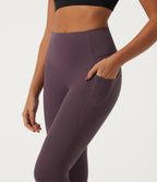 Quick Dry High Waisted Tummy Control Yoga Leggings with Pockets — Dusky Evening purple — view 6