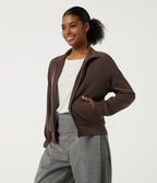 Stand Collar Long Sleeve Work Windbreaker Jacket with Pockets — Fresh Bark — view 3