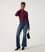 Scarf Neck Long Sleeve Work Jumper — Purple Potion — view 7