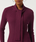 Scarf Neck Long Sleeve Work Jumper — Purple Potion — view 6