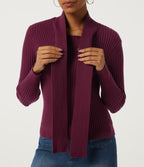 Scarf Neck Long Sleeve Work Jumper — Purple Potion — view 5