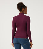 Scarf Neck Long Sleeve Work Jumper — Purple Potion — view 2