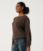 Boat Neck Drop Shoulder Long Sleeve Work Jumper — Flamewood Brown — view 3