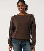 Boat Neck Drop Shoulder Long Sleeve Work Jumper — Flamewood Brown — view 1