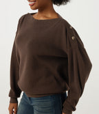 Boat Neck Drop Shoulder Long Sleeve Work Jumper — Flamewood Brown — view 5