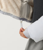 Hooded Long Sleeve Plaid Work Padded Jacket with Pockets and Thumbholes — Baby Blue — view 7