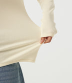 Mock Neck Long Sleeve Crossover Thermal Work Top — Lily White — view 6